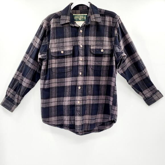Field & Stream Charcoal Gray Black 100% Cotton Flannel Shacket Shirt Jacket Sz M - Picture 1 of 7